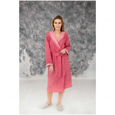 Light red linen bathrobe 1 Light red linen bathrobe 1
